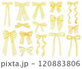 さまざまな形のかわいい黄色のリボン 120883806