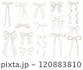 さまざまな形のかわいいホワイトのリボン 120883810