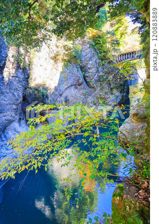 桂川に架かる猿橋と水路橋（縦） 120883889