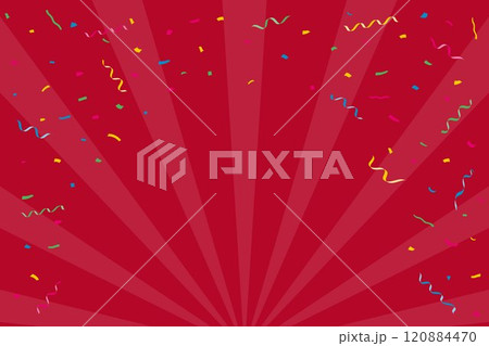 紙吹雪と赤い集中線の背景のベクターイラスト 紙吹雪と赤い集中線の背景のベクターイラスト 120884470