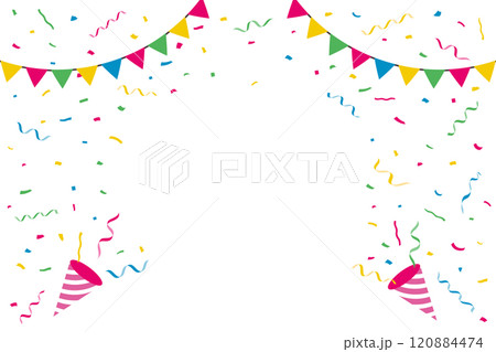 紙吹雪とクラッカーとガーランドのベクターイラスト 紙吹雪とクラッカーとガーランドのベクターイラスト 120884474