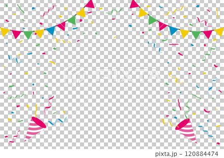紙吹雪とクラッカーとガーランドのベクターイラスト 紙吹雪とクラッカーとガーランドのベクターイラスト 120884474