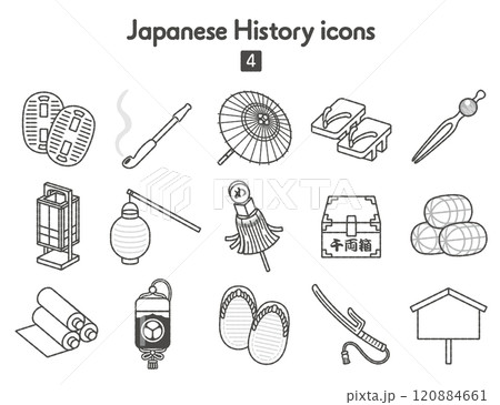 日本史のアイコン4〜江戸時代モノクロ 120884661