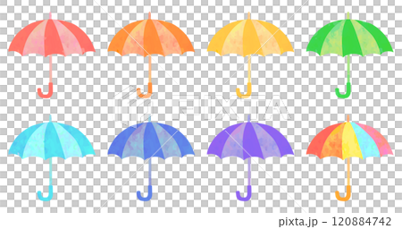 Colorful umbrella illustration set Vector material Texture 120884742
