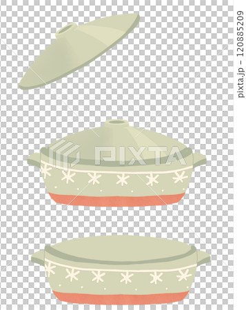 Two illustrations of clay pots 120885209