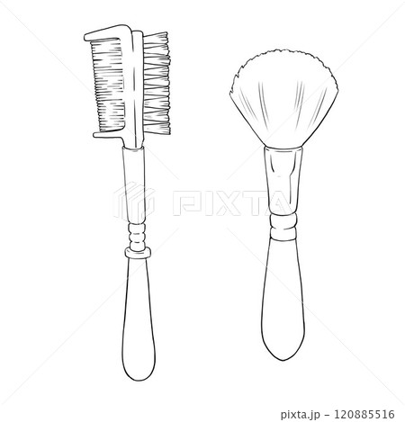 Illustration of vintage hair comb and brush without a background. Can be used for beauty and cosmetics marketing materials, hair salon branding, or as a design element for lifestyle and wellness posts Illustration of vintage hair comb and brush without a background. Can be used for beauty and cosmetics marketing materials, hair salon branding, or as a design element for lifestyle and wellness posts 120885516