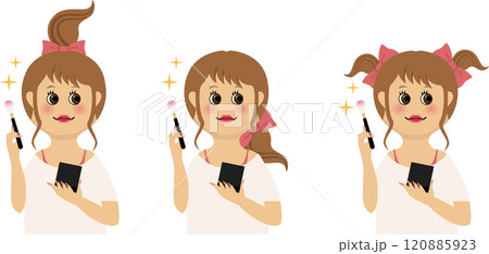 メイク女子 女性 人 メイク メイクアップ 挿絵 女の子 メイク女子 女性 人 メイク メイクアップ 挿絵 女の子 120885923