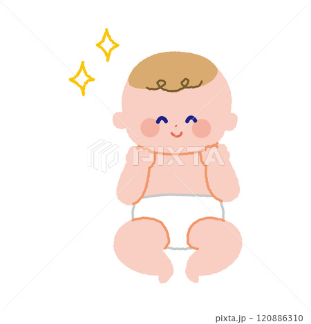 清潔でご機嫌な赤ちゃんの全身線なしカラー 120886310