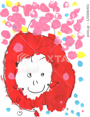 子供の描いただるまの絵 120886401