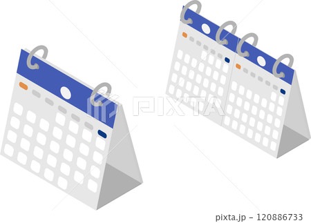 アイソメトリックな1ヶ月と2ヶ月卓上カレンダーのアイコンセット 120886733
