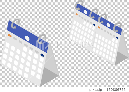 等距 1 個月和 2 個月台曆圖示集 120886733