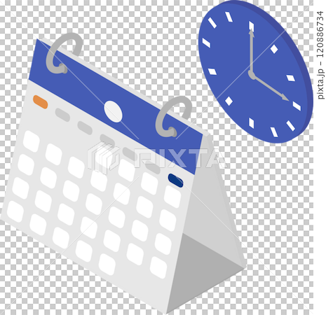 アイソメトリックな卓上カレンダーと時計のアイコン素材 120886734