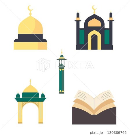 Islamic Symbol Elements Set of Mosque Dome Minaret Building Architecture in Ramadan Theme Islamic Symbol Elements Set of Mosque Dome Minaret Building Architecture in Ramadan Theme 120886763
