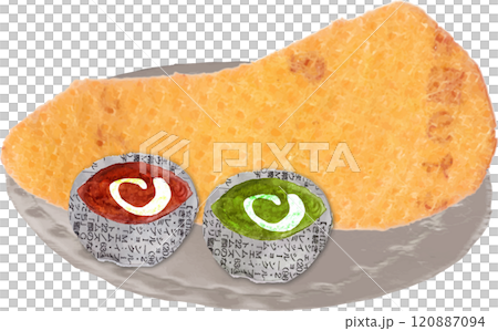 Authentic curry naan served on a plate Authentic curry naan served on a plate 120887094