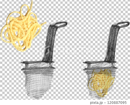 Cute hand-drawn Chinese noodles and colander set 120887095