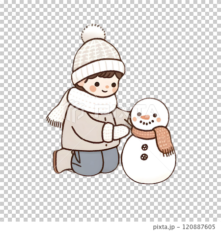 Winter illustration of making a snowman 120887605