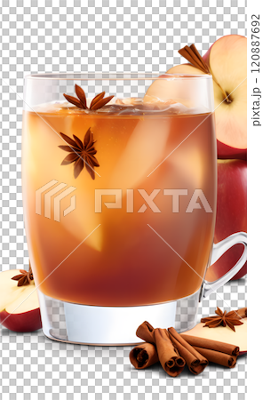 Warm apple delight with cinnamon and star anise showcases autumn flavors in a cozy setting. Generative AI Warm apple delight with cinnamon and star anise showcases autumn flavors in a cozy setting. Generative AI 120887692