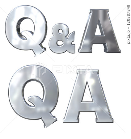3DCG文字「Q&Aキラキラ」シルバー,銀 120887849