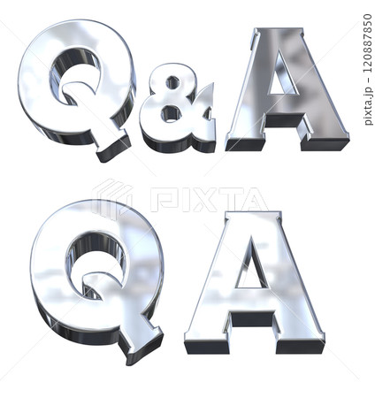 3DCG文字「Q&Aキラキラ」シルバー,銀 120887850