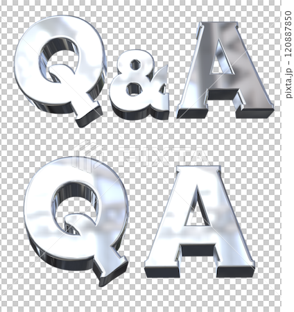 3DCG文字「Q&Aキラキラ」シルバー,銀 120887850