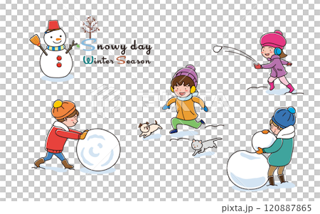 ウインターシーズン　雪で遊ぶ子どもたち 120887865
