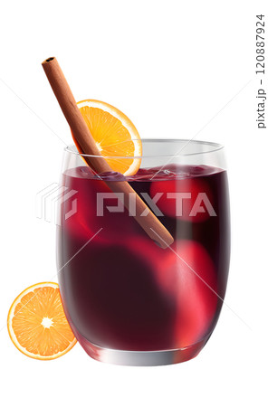 Celebrate the vibrant flavors of autumn with a refreshing orange and cinnamon beverage in a stylish glass. Generative AI 120887924