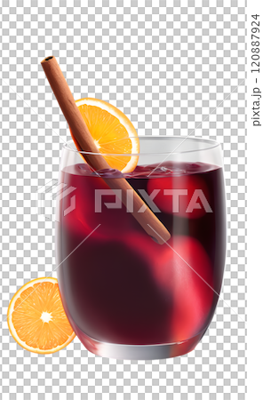 Celebrate the vibrant flavors of autumn with a refreshing orange and cinnamon beverage in a stylish glass. Generative AI 120887924