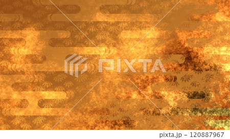 金色の和柄模様・背景 120887967