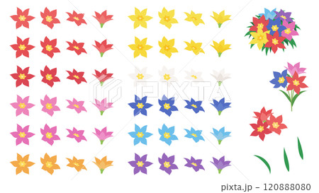 かわいい花のイラスト素材セット かわいい花のイラスト素材セット 120888080