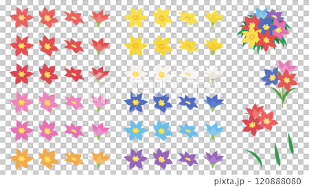 かわいい花のイラスト素材セット かわいい花のイラスト素材セット 120888080