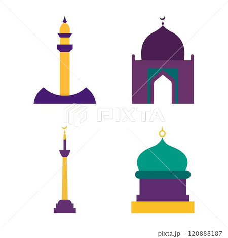 Islamic Symbol Elements Set of Mosque Dome Minaret Tower Building Muslim Religion in Ramadan Theme Islamic Symbol Elements Set of Mosque Dome Minaret Tower Building Muslim Religion in Ramadan Theme 120888187