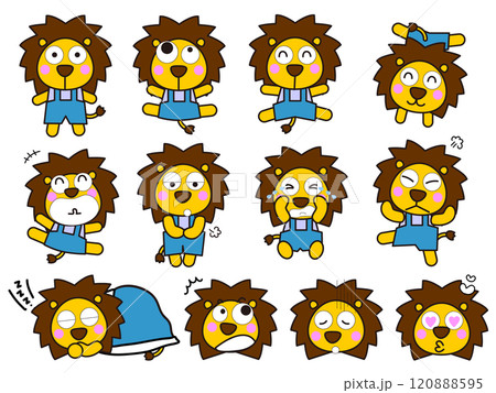 いろいろな表情の可愛いライオンセット いろいろな表情の可愛いライオンセット 120888595