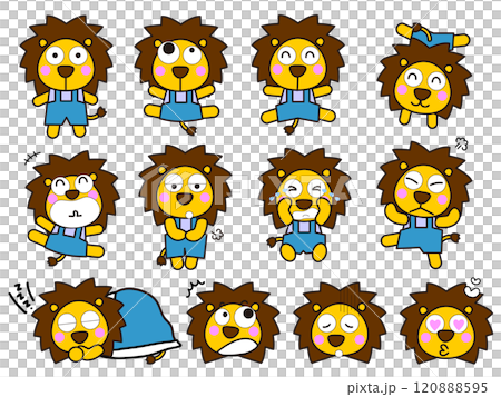 いろいろな表情の可愛いライオンセット いろいろな表情の可愛いライオンセット 120888595