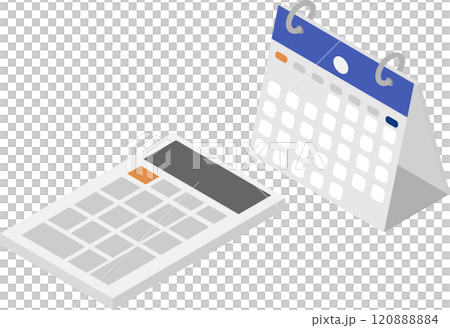 アイソメトリックな卓上カレンダーと電卓の素材 アイソメトリックな卓上カレンダーと電卓の素材 120888884