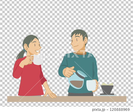 享受咖啡時光的情侶 120888969