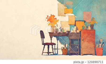 【風景・壁紙】コピースペースと作業場所 120890711