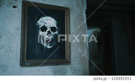 【風景・壁紙】ホラーな絵画と曲がり角 120891051