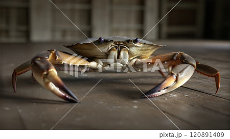 Close-up of a crab on wood 120891409