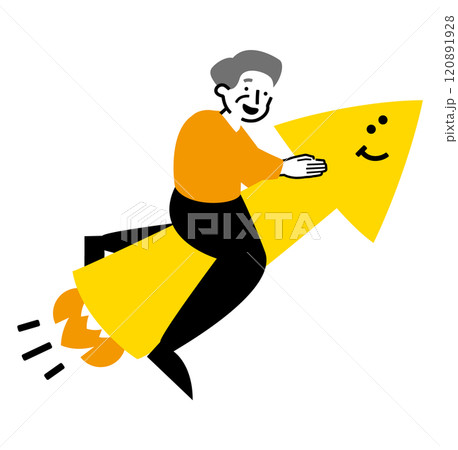 キャリア上昇中のシニア男性、健康で元気な笑顔_転職と投資で人生が上がるイメージイラスト キャリア上昇中のシニア男性、健康で元気な笑顔_転職と投資で人生が上がるイメージイラスト 120891928