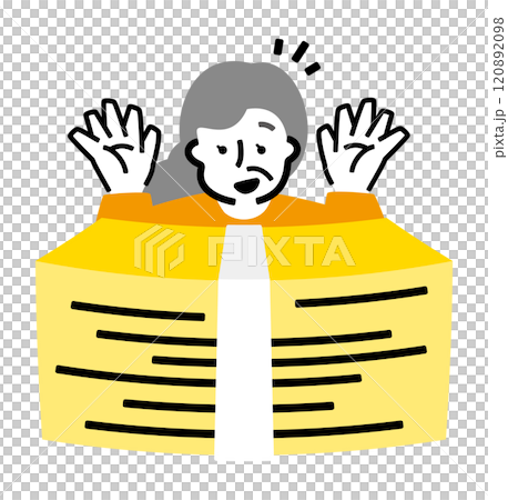 Illustration of a high-income senior woman making money from high-yield stock investments and rejoicing with money/bills in her hands - The road to FIRE 120892098