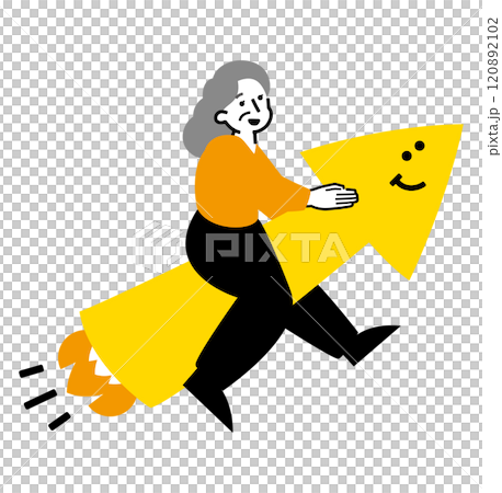 一位帶著健康和充滿活力的微笑的崛起的高級女性_透過換工作和投資改善生活的形象插圖 120892102