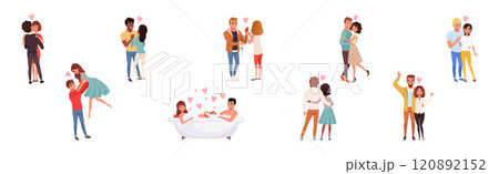 Man and Woman Couple Together Feel Love Vector Set Man and Woman Couple Together Feel Love Vector Set 120892152