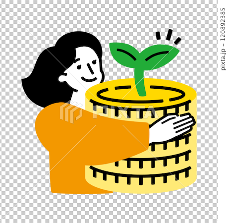 重い未来に備えて:若い女性のお金が増える・育てる貯金・貯蓄・投資イラスト 重い未来に備えて:若い女性のお金が増える・育てる貯金・貯蓄・投資イラスト 120892385
