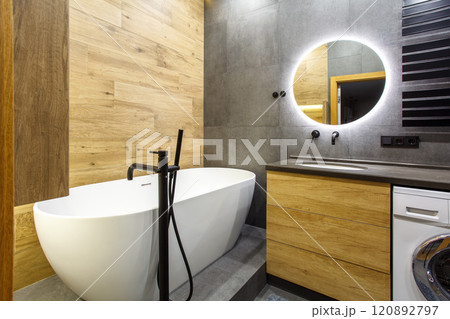 Luxury bathroom interior design and ceramic tile wall 120892797