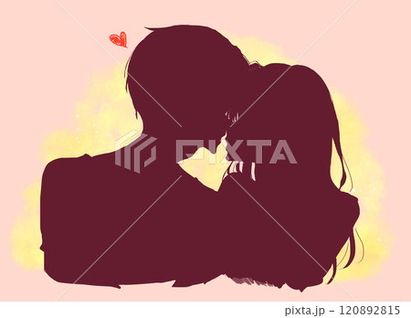 キスする男女 影絵 キスする男女 影絵 120892815