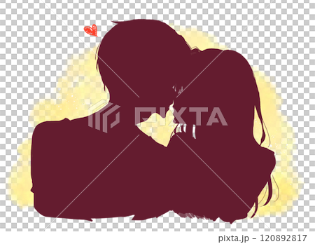 Kissing man and woman silhouette Kissing man and woman silhouette 120892817
