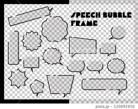 Striped broken line speech bubble - black 120892850