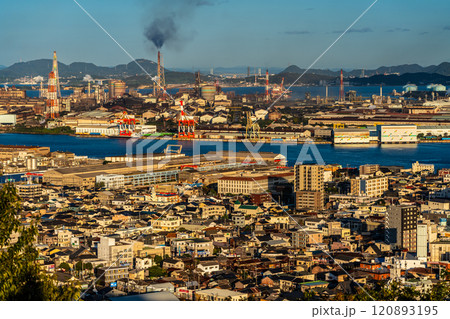 高塔山公園から若松戸畑の夕景【福岡県北九州市】 120893195