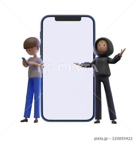 3DCG|ホワイト案件という名の闇バイトにスマホから応募する若者と勧誘する悪い男 3DCG|ホワイト案件という名の闇バイトにスマホから応募する若者と勧誘する悪い男 120893422