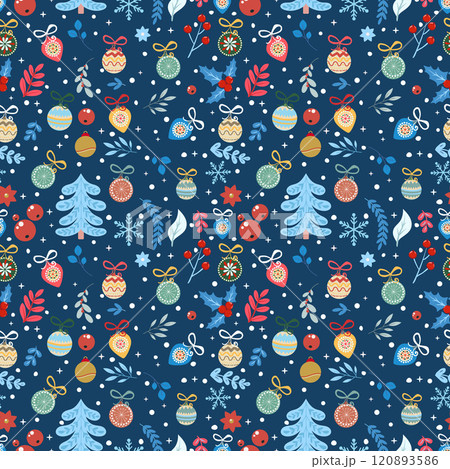 Scandinavian, winter, seamless pattern, with elements of the New Year holidays 120893586